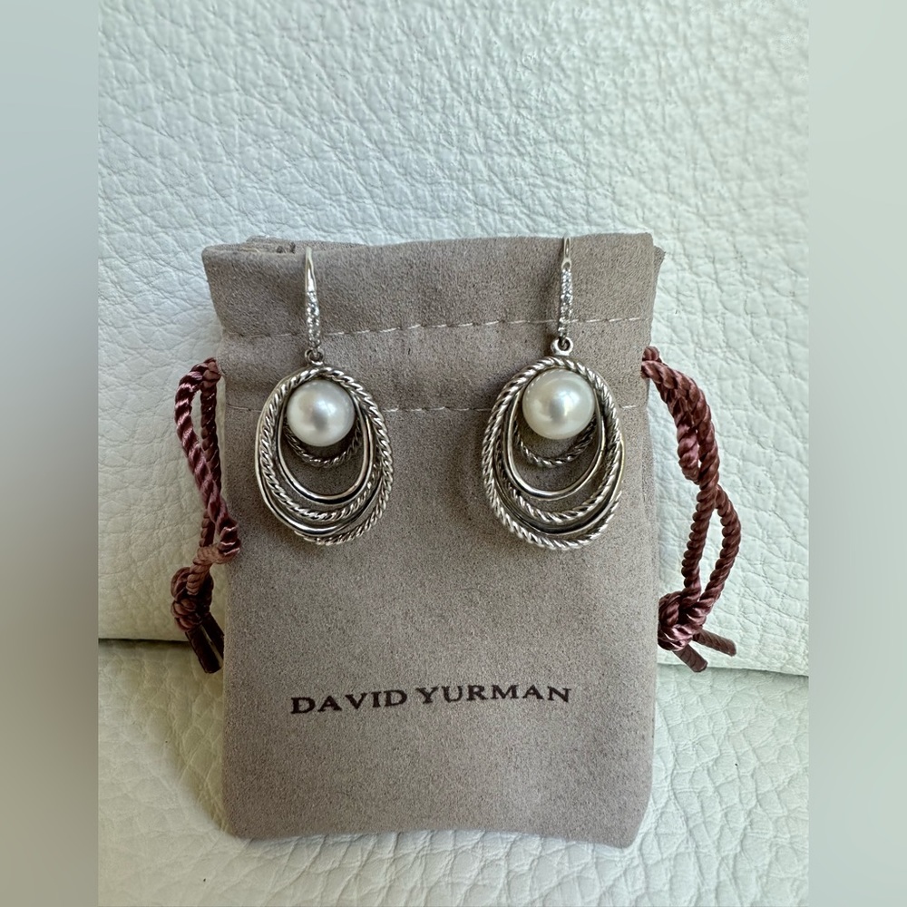 David Yurman Pearl Pavé Drop Earrings